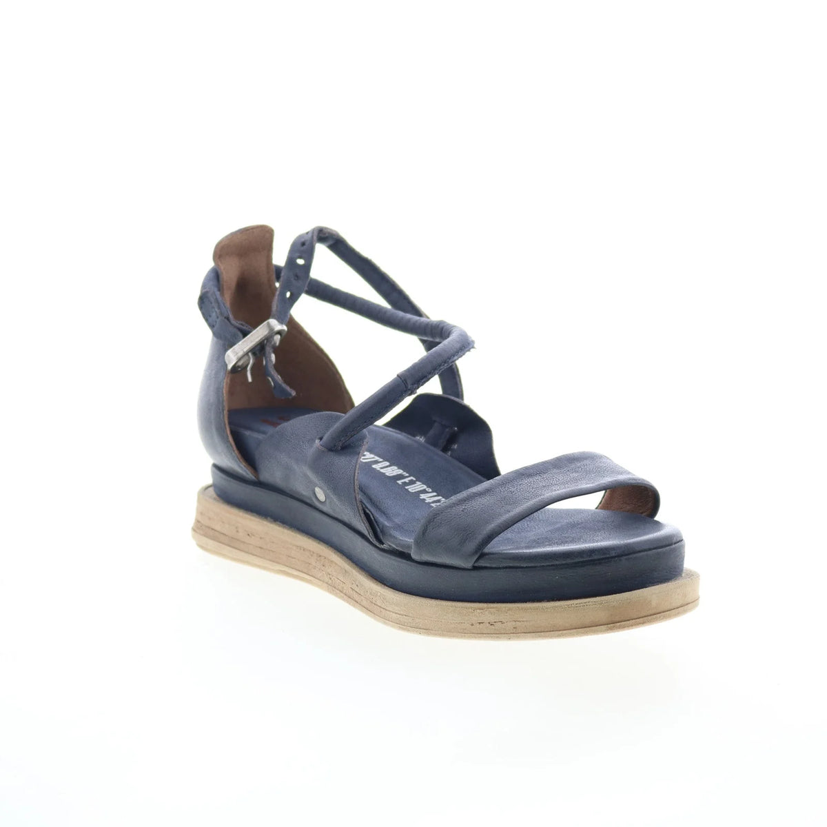 Laike Womens Black Leather Hook & Loop Platform Sandals Shoes