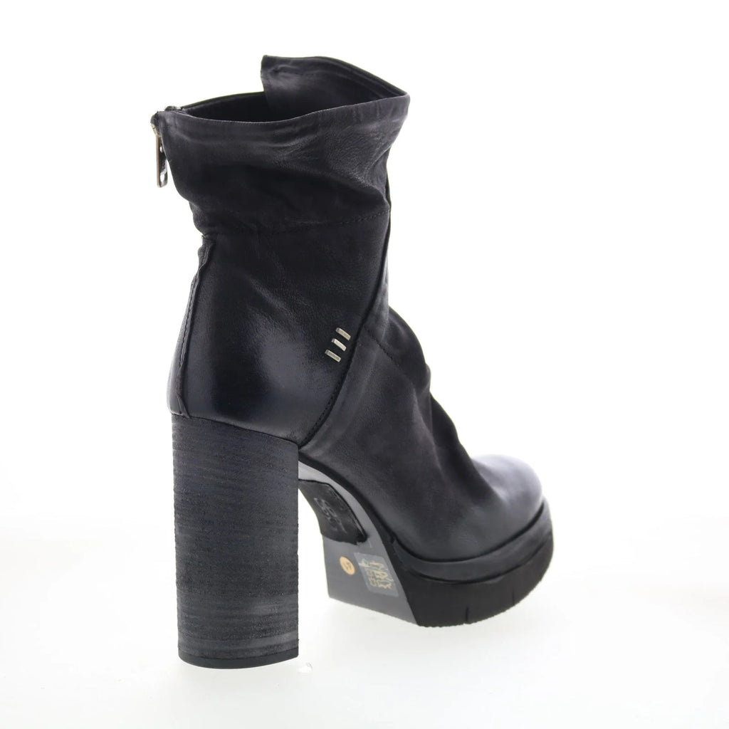 Frannie Womens Black Leather Zipper Ankle & Booties Boots