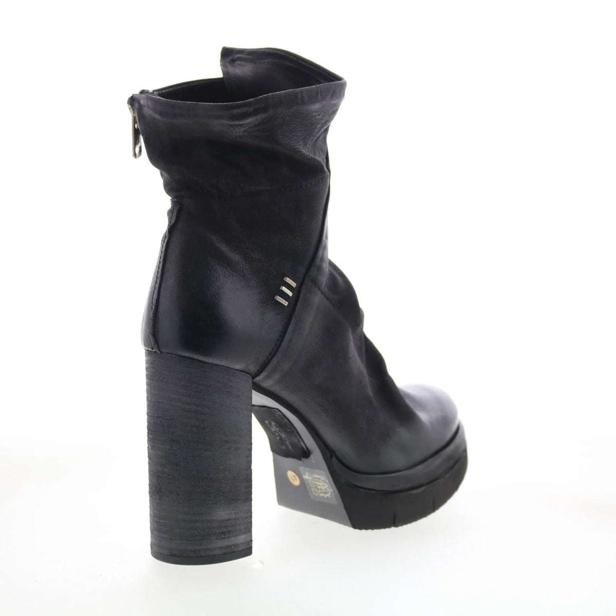 Frannie Womens Black Leather Zipper Ankle & Booties Boots