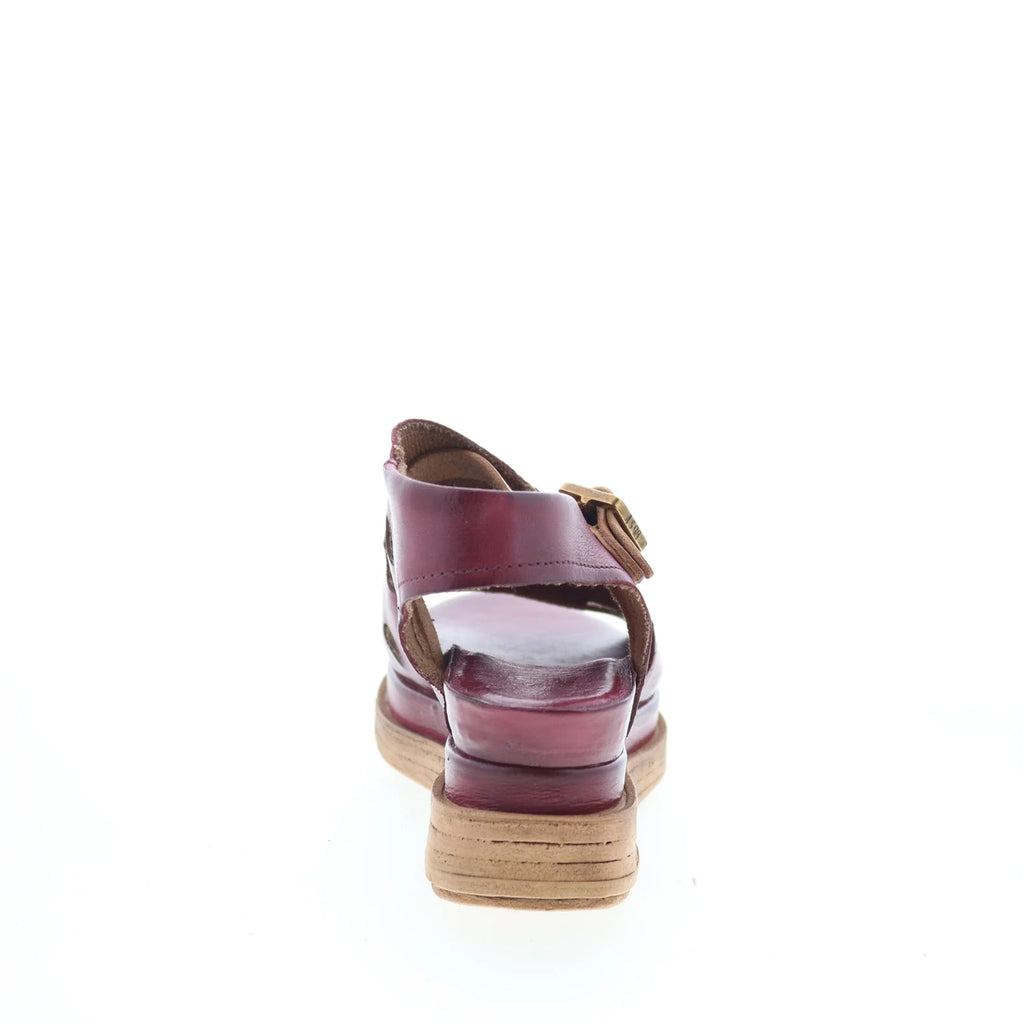Larry Womens Burgandy Leather Hook & Loop Strap Sandals Shoes