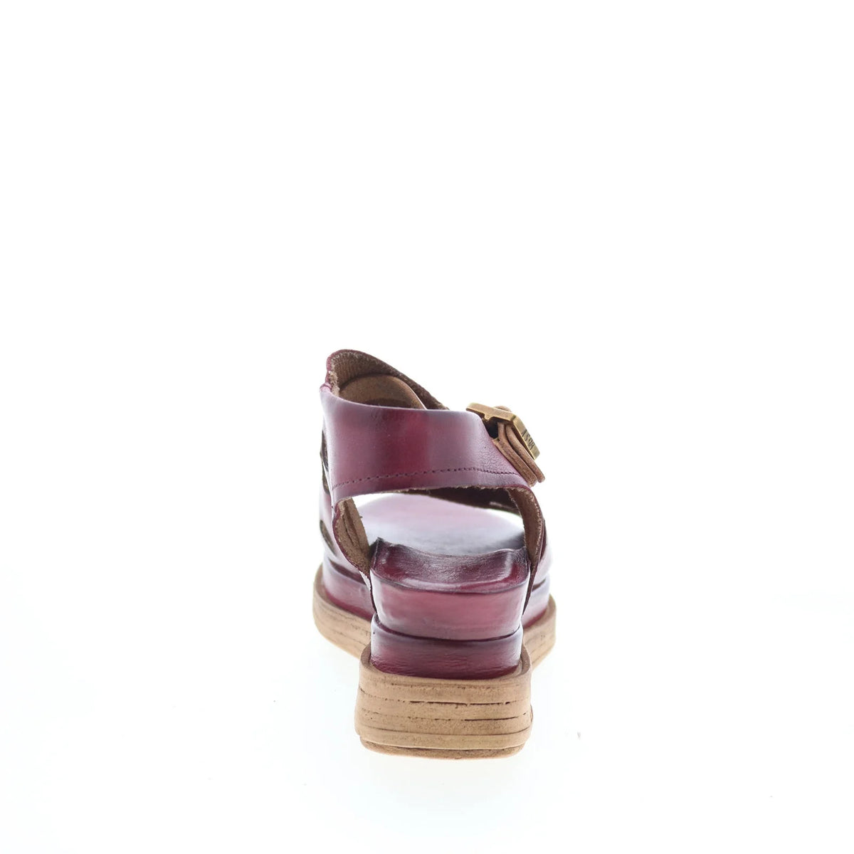 Larry Womens Burgandy Leather Hook & Loop Strap Sandals Shoes