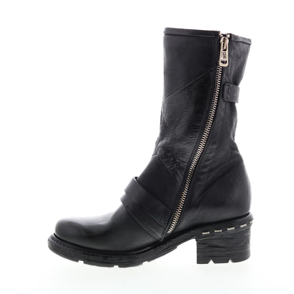 Norm A52203-101 Womens Black Leather Zipper Casual Dress Boots