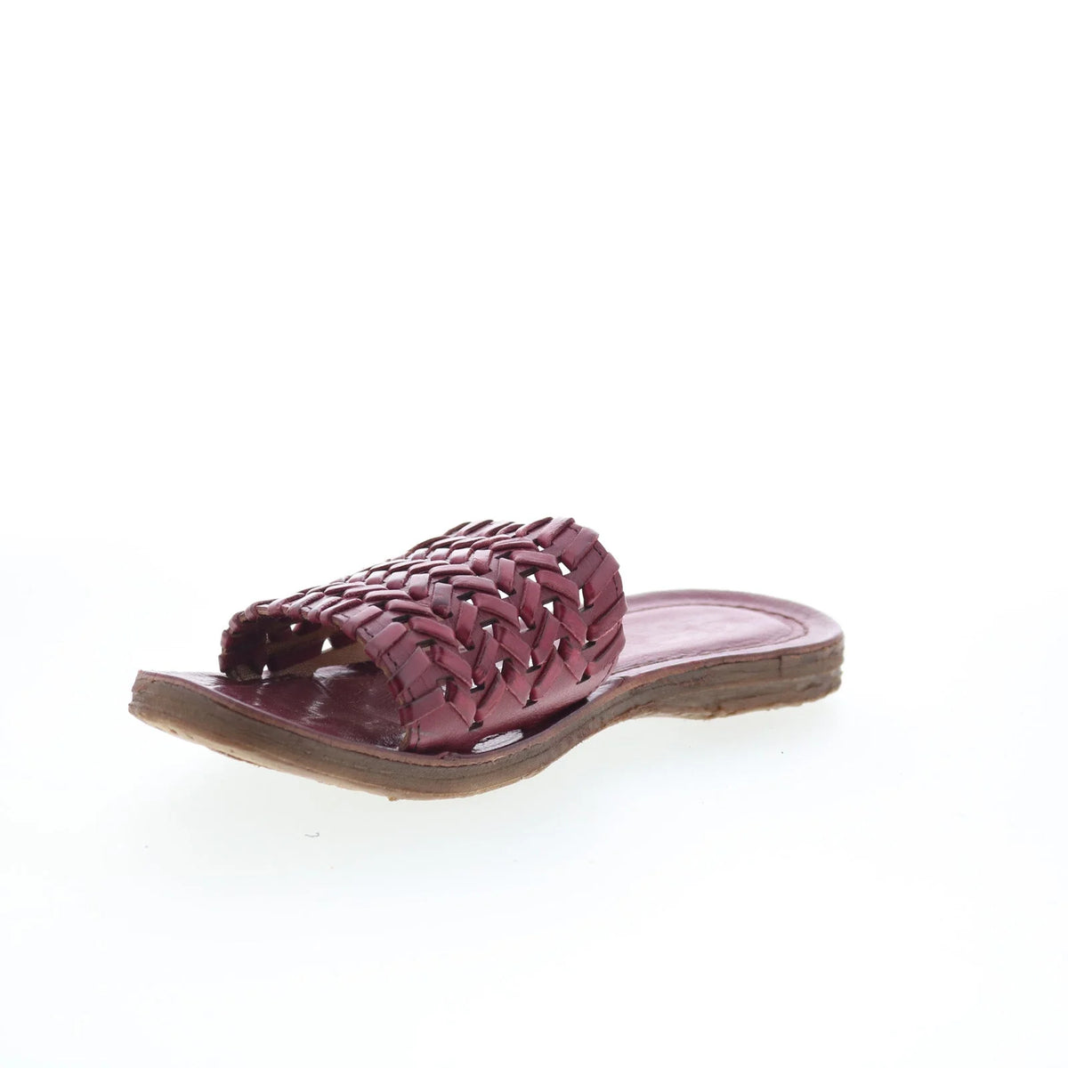 Rex Womens Burgundy Leather Slip On Slides Sandals Shoes