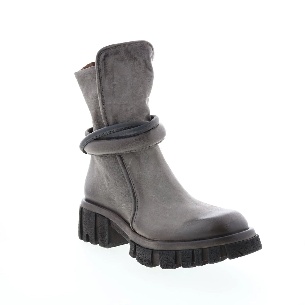 Hersh A82206-301 Womens Gray Leather Zipper Casual Dress Boots