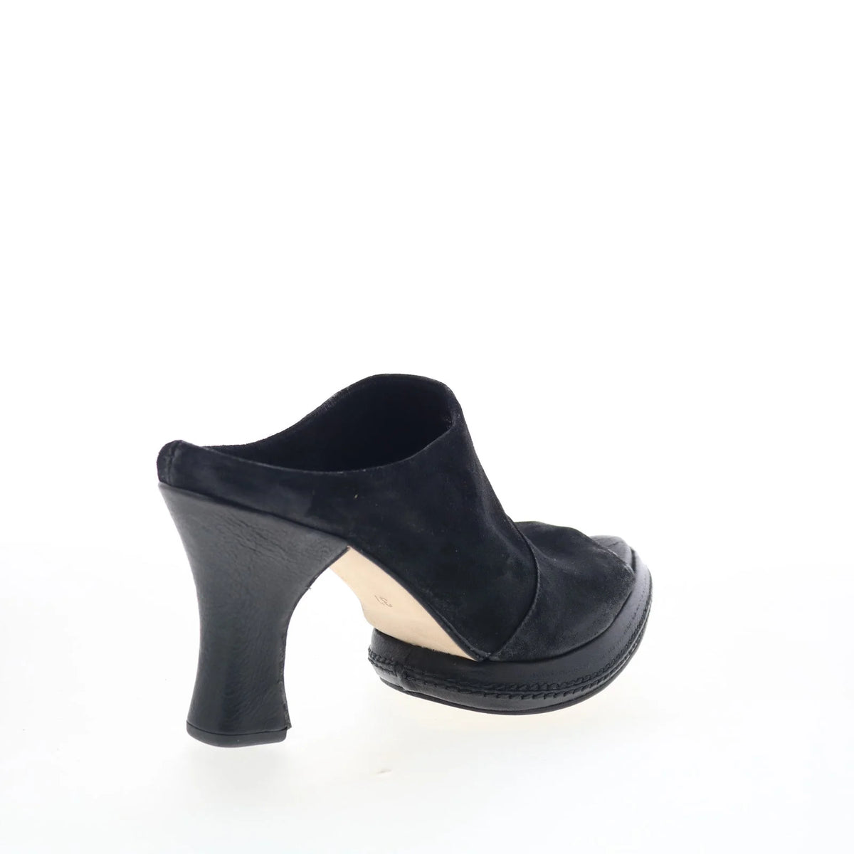 Vannie Womens Black Suede Slip On Heeled Sandals Shoes