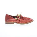 Zander Womens Red Leather Slip On Loafer Flats Shoes