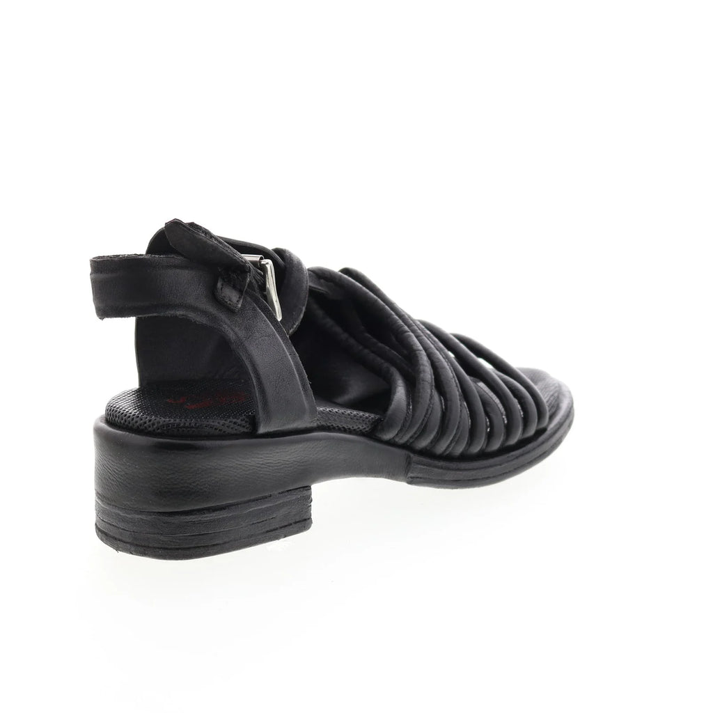 Simmy A70002-101 Womens Black Leather Hook & Loop Strap Heels Shoes
