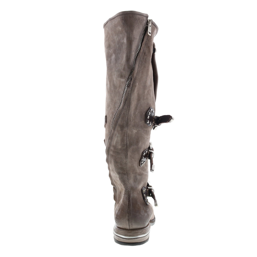 Trigg 516323-203 Womens Gray Leather Hook & Loop Knee High Boots