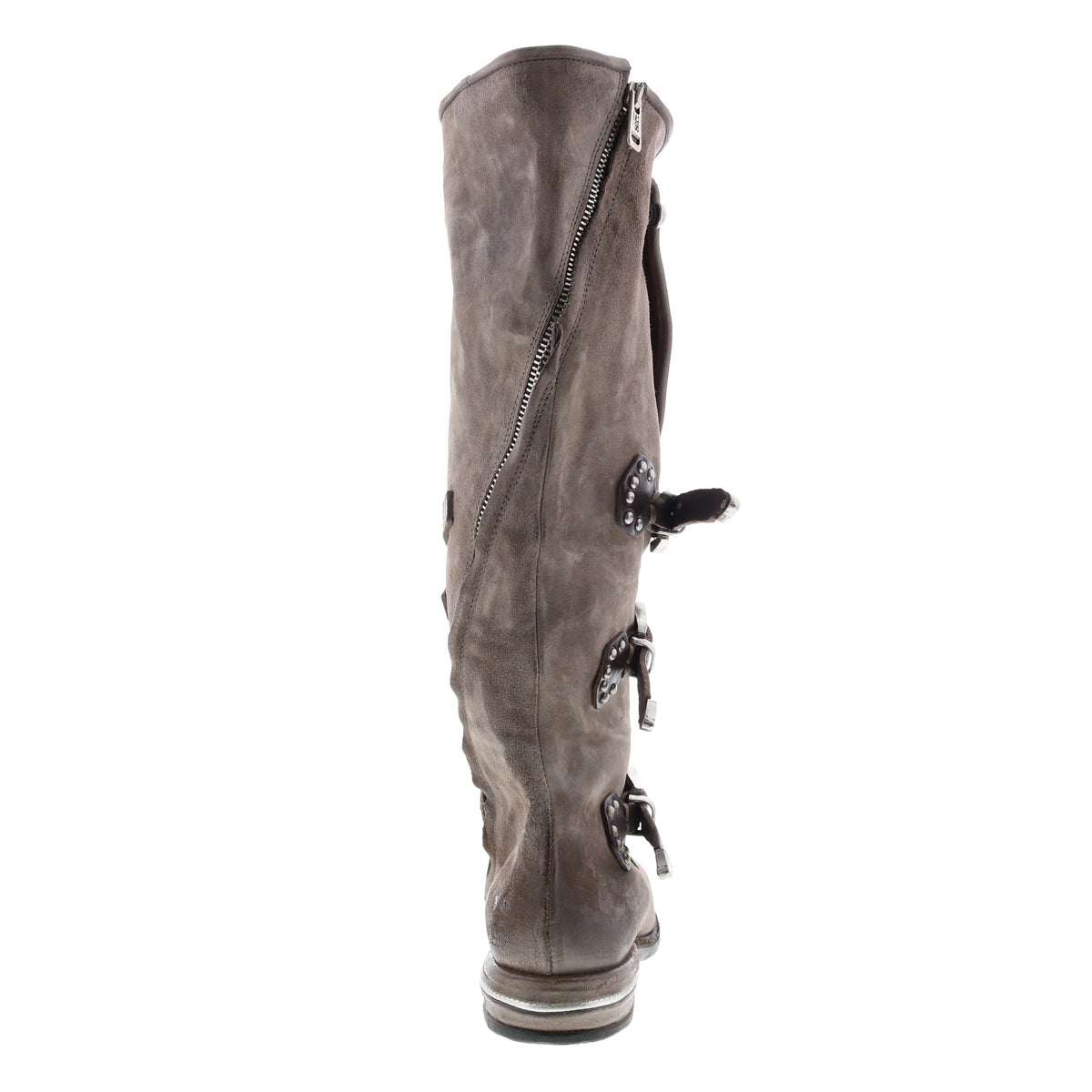 Trigg 516323-203 Womens Gray Leather Hook & Loop Knee High Boots