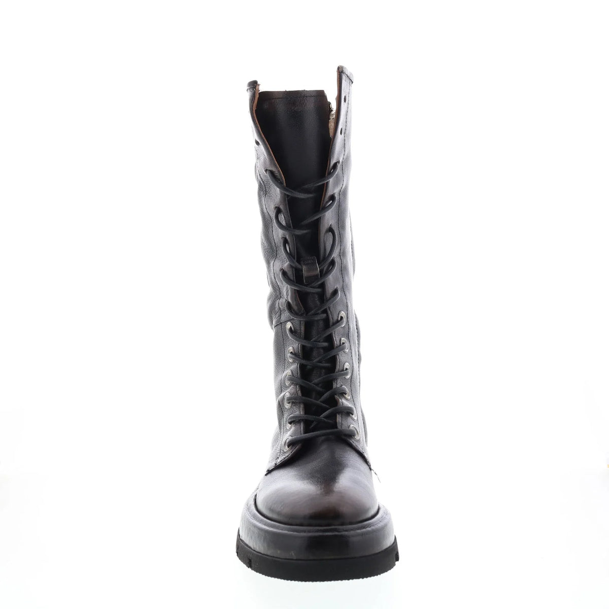 Vernell A90301-101 Womens Brown Leather Lace Up Mid Calf Boots