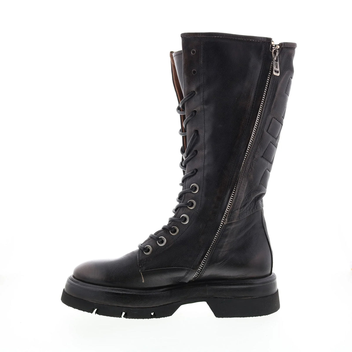 Vernell A90301-101 Womens Brown Leather Lace Up Mid Calf Boots