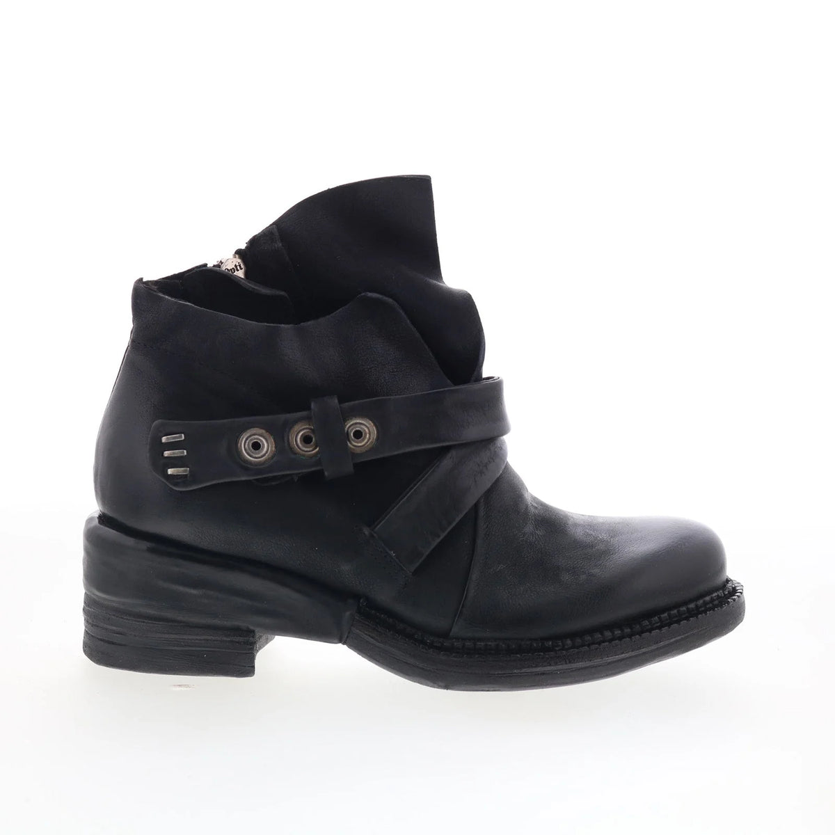 Martina Womens Black Leather Zipper Ankle & Booties Boots