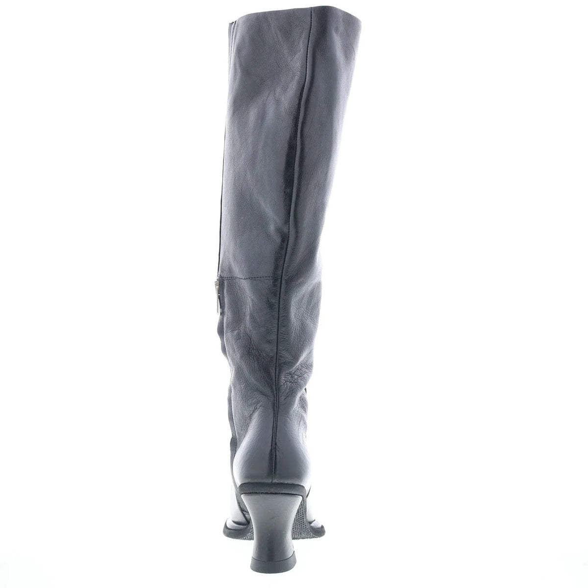 Nettie Womens Black Leather Zipper Knee High Boots
