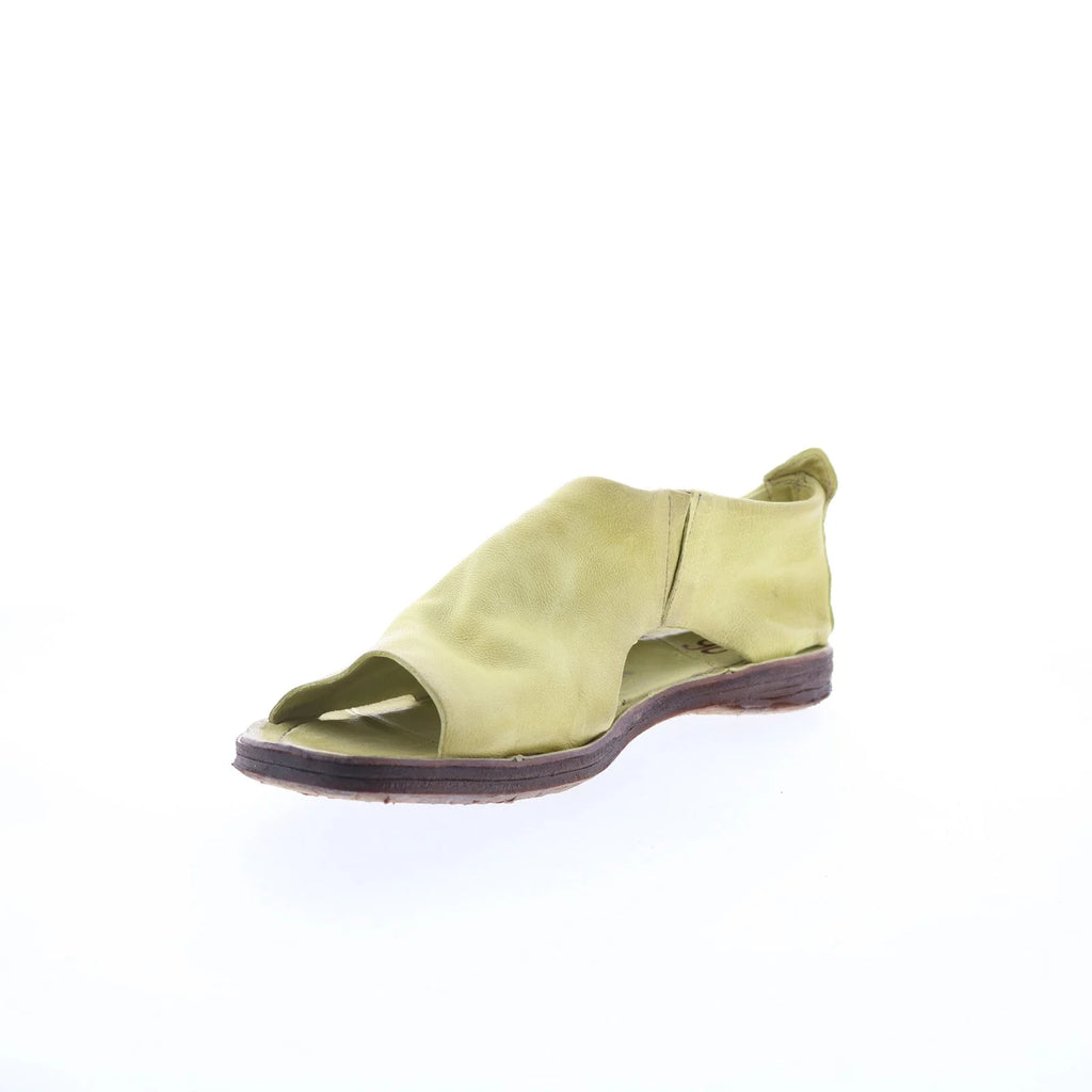 Reiley Womens Green Leather Slip On Mule Flats Shoes