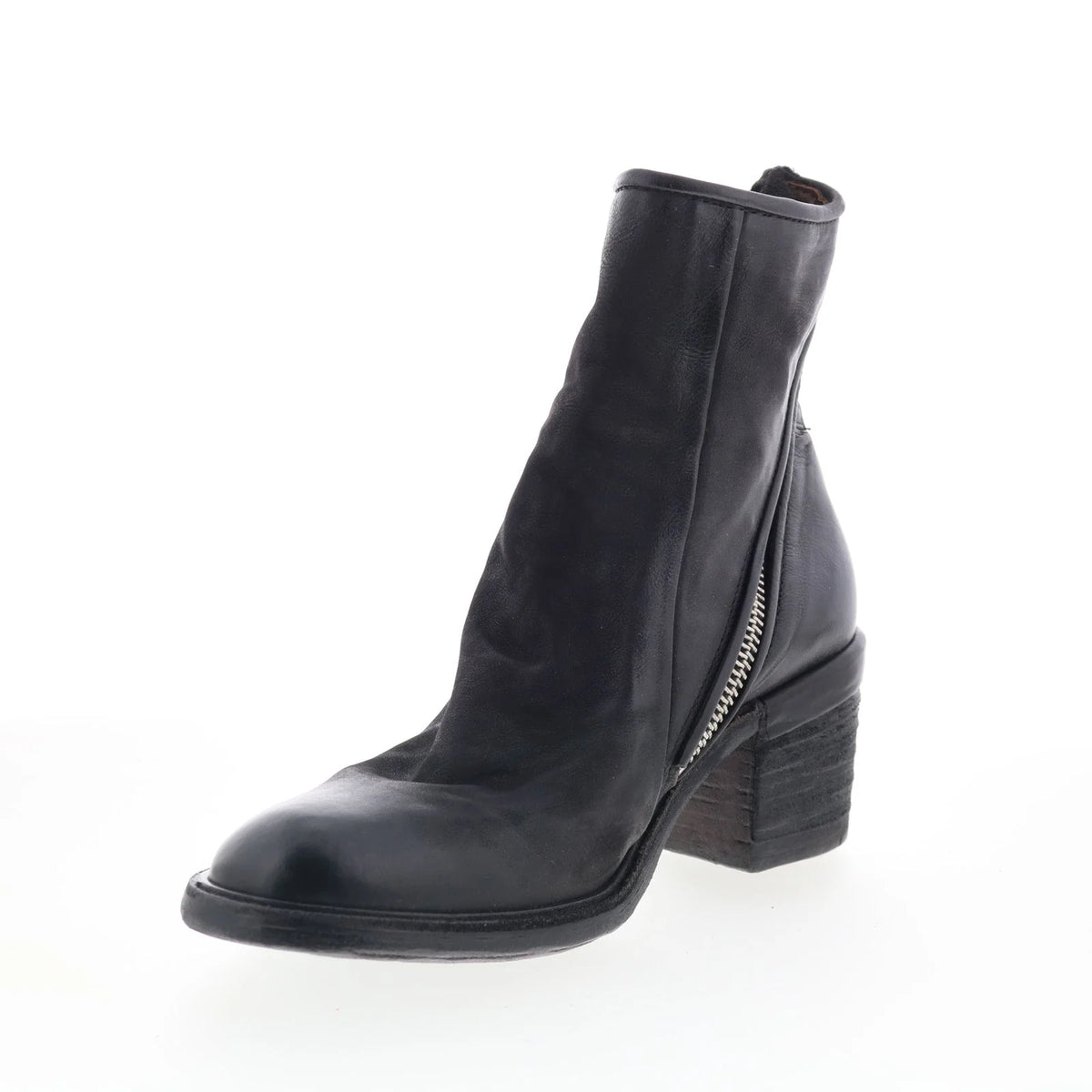 Jase Womens Black Leather Zipper Ankle & Booties Boots