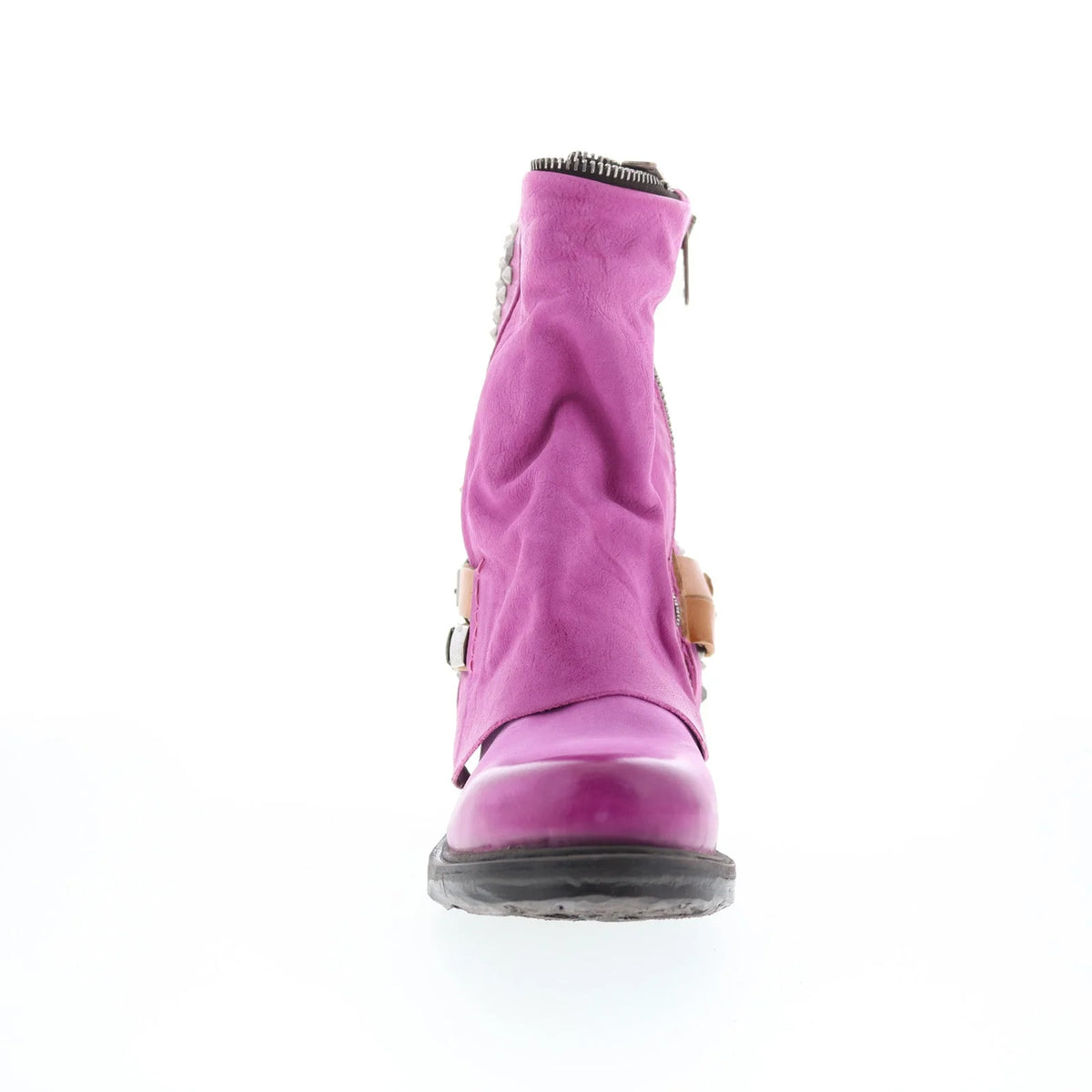 Sid Womens Purple Leather Zipper Casual Dress Boots