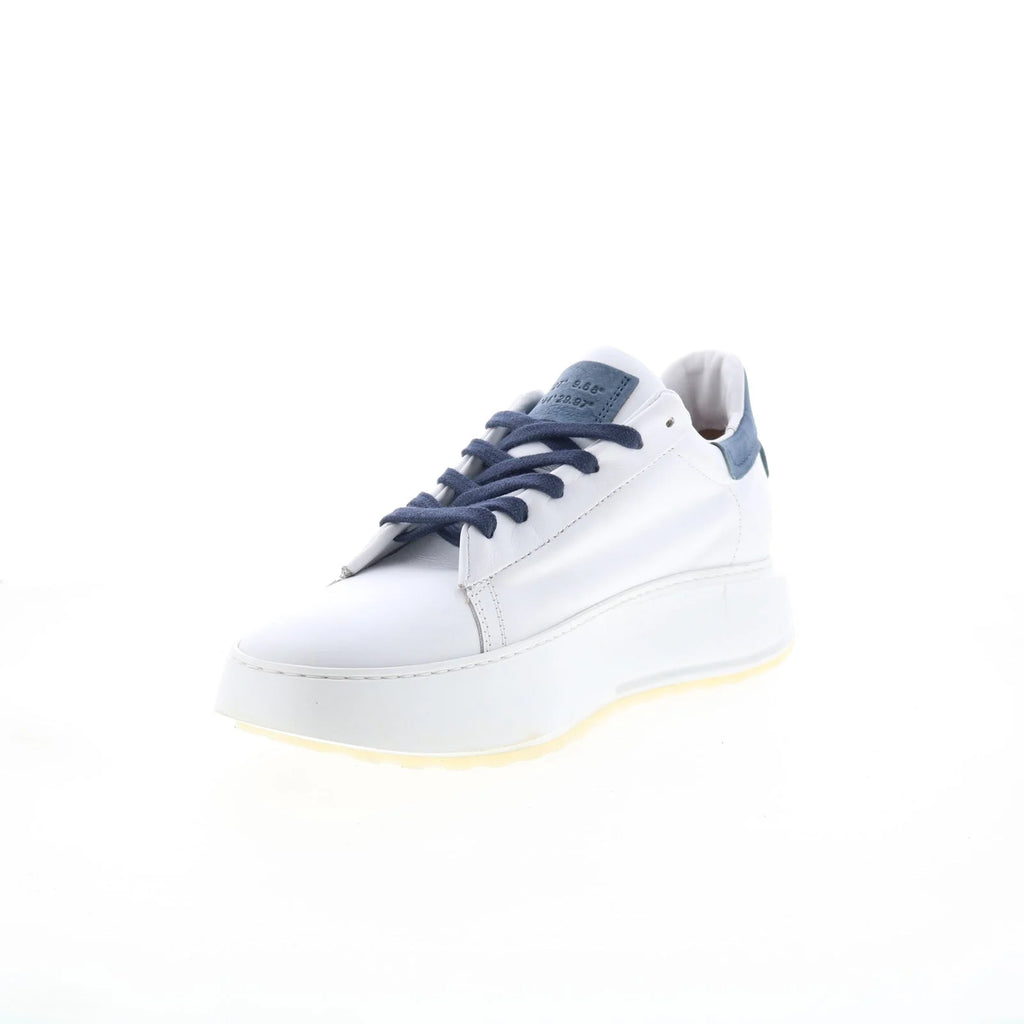Hannie Womens White Leather Lace Up Lifestyle Sneakers Shoes