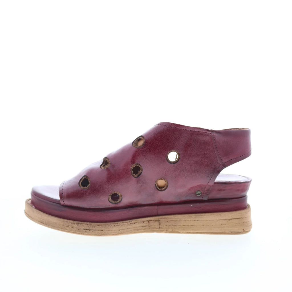 Larry Womens Burgandy Leather Hook & Loop Strap Sandals Shoes