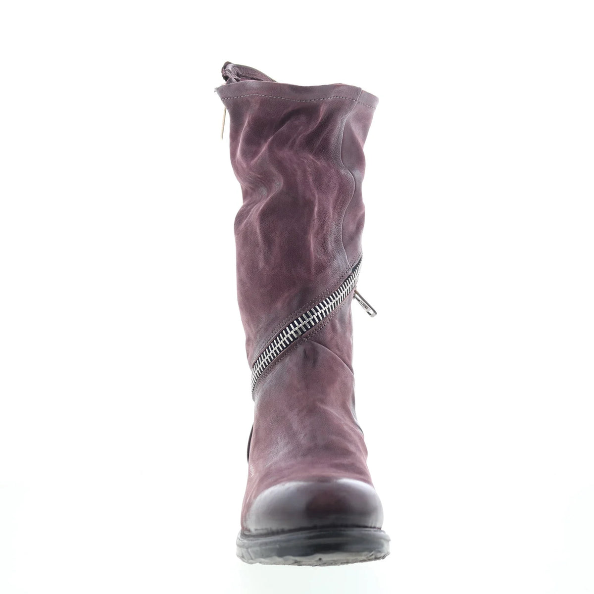 Siggs Womens Burgundy Leather Zipper Casual Dress Boots