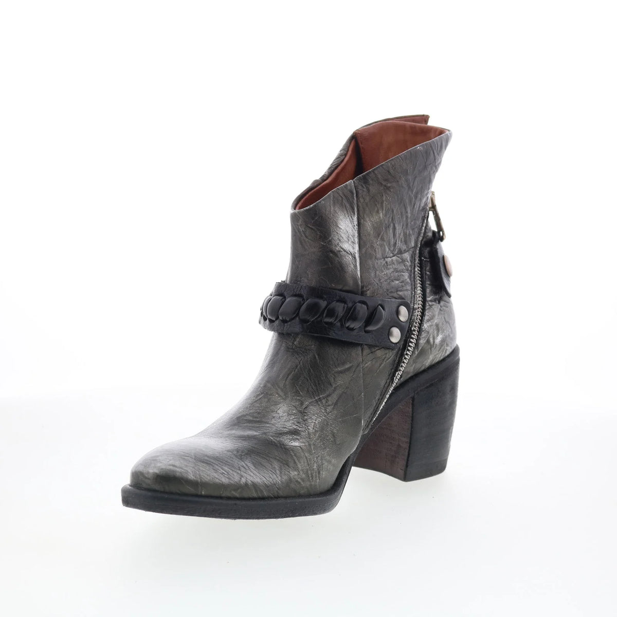 Ridley Womens Silver Leather Zipper Ankle & Booties Boots
