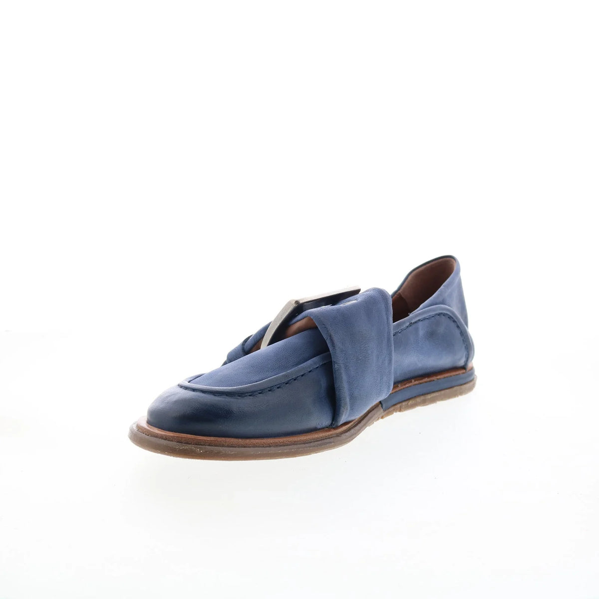 Thaine Womens Blue Leather Hook & Loop Loafer Flats Shoes