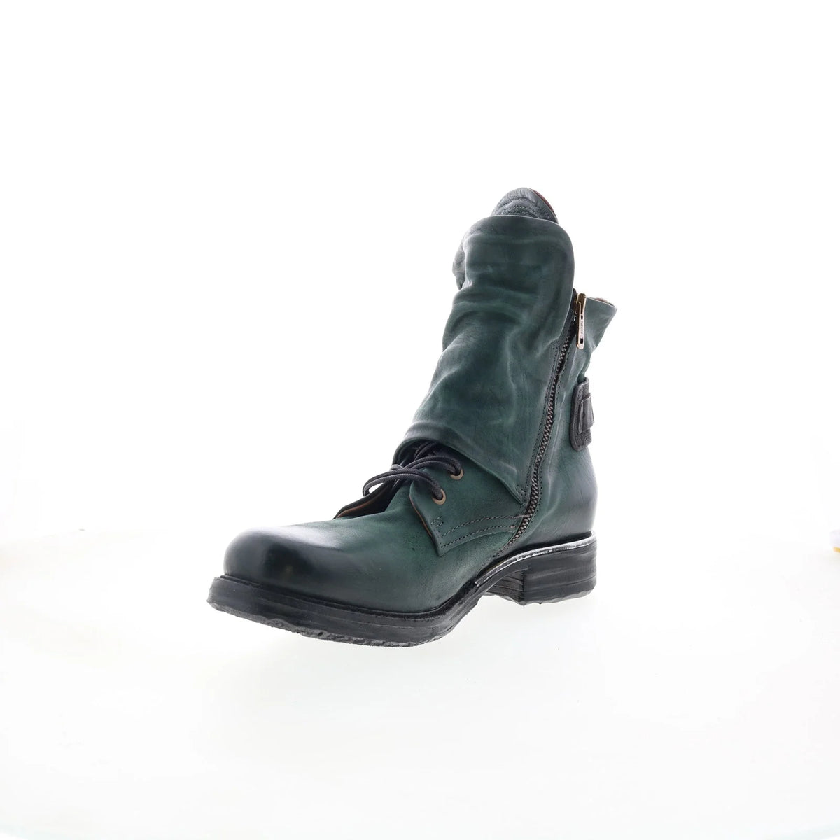 Simon Womens Green Leather Zipper Casual Dress Boots