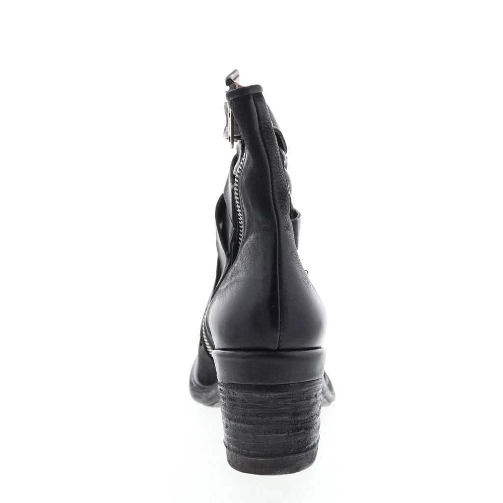 Jacob A24211-301 Womens Black Leather Zipper Mid Calf Boots