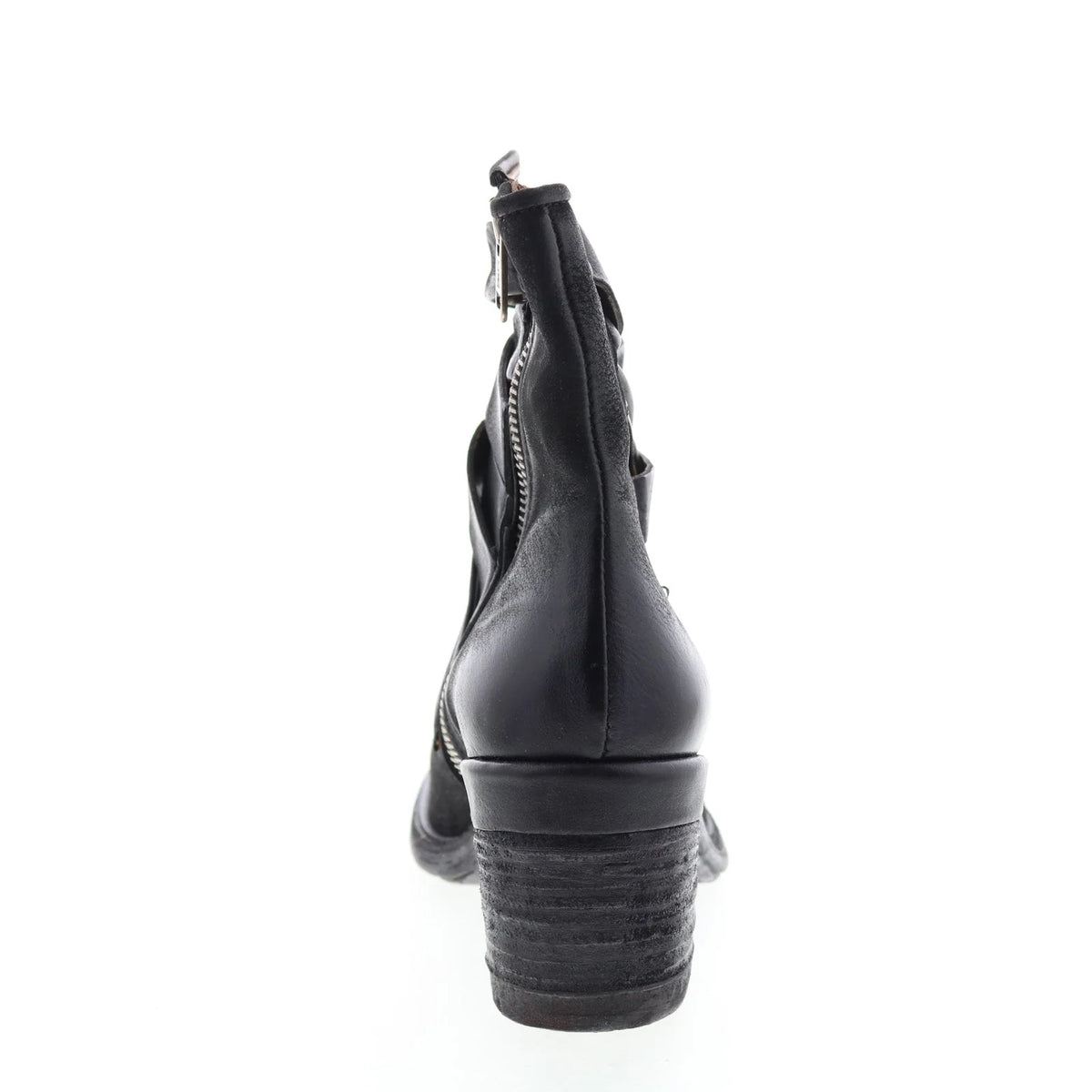 Jacob A24211-301 Womens Black Leather Zipper Mid Calf Boots