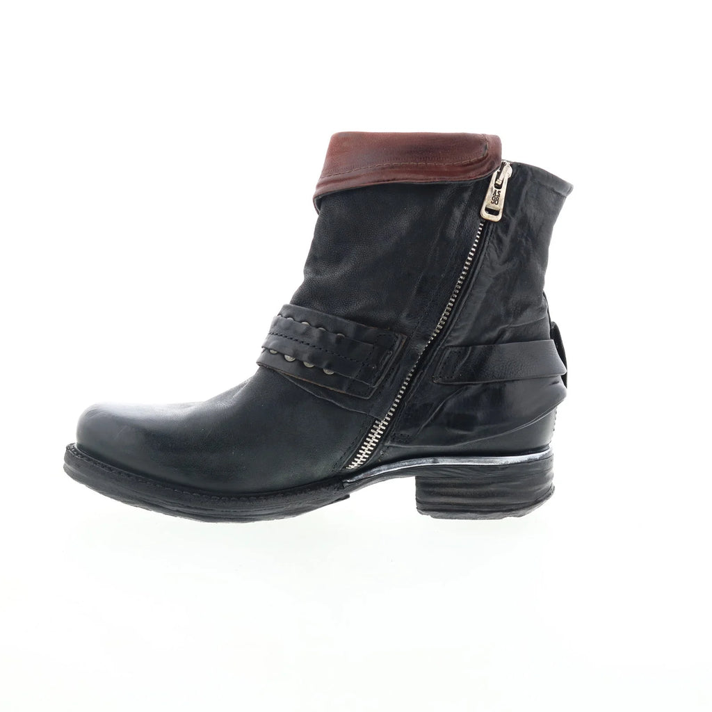 Sebastian Womens Black Leather Zipper Casual Dress Boots