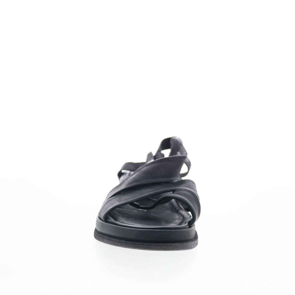 Salvie Womens Black Leather Hook & Loop Strap Sandals Shoes