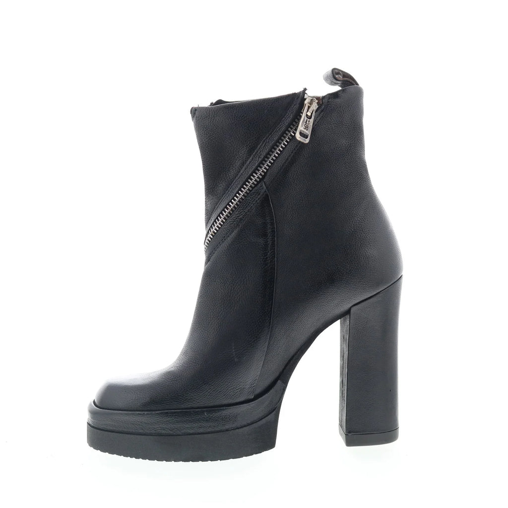 Velma Womens Black Leather Zipper Ankle & Booties Boots