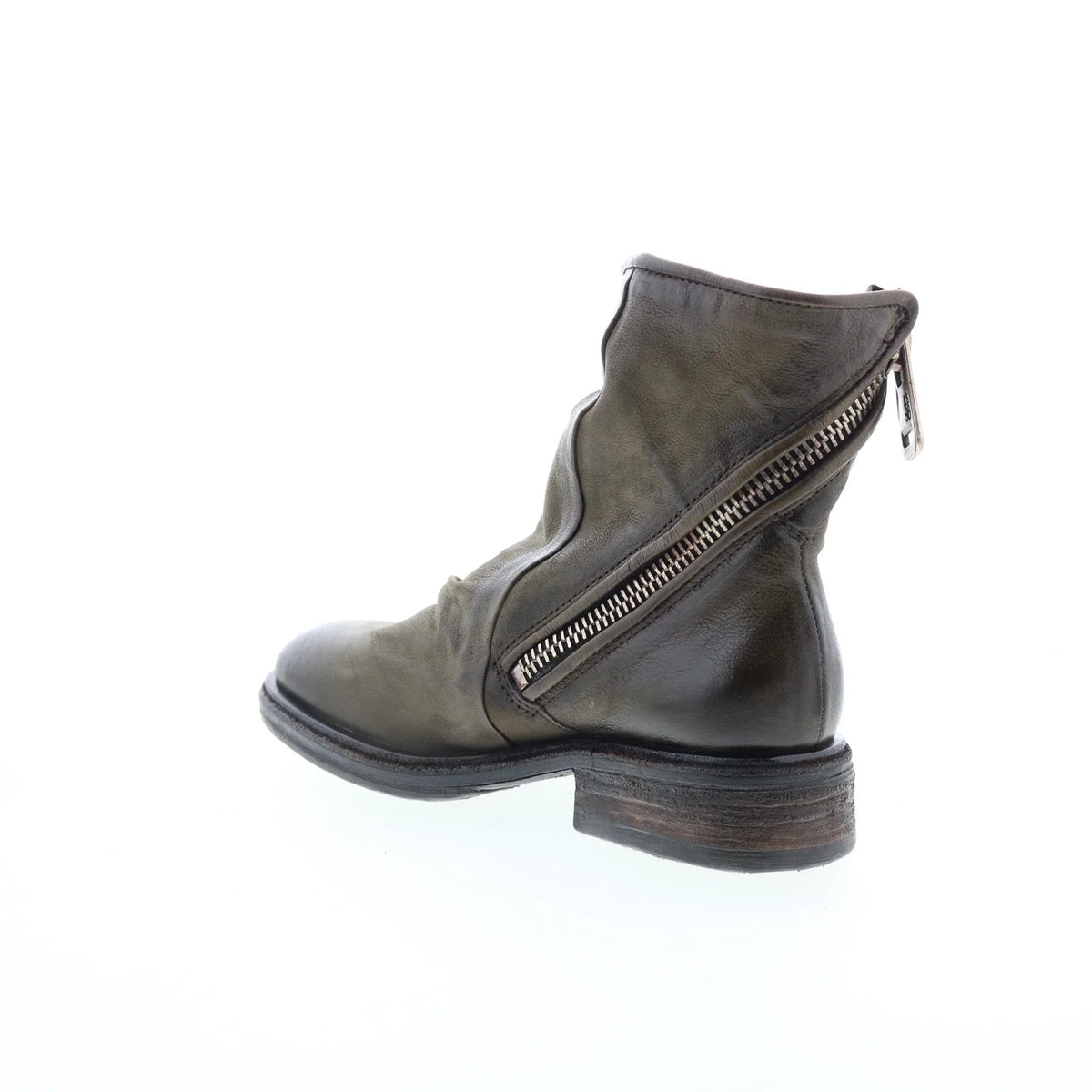 Fleetwood Womens Green Leather Zipper Casual Dress Boots