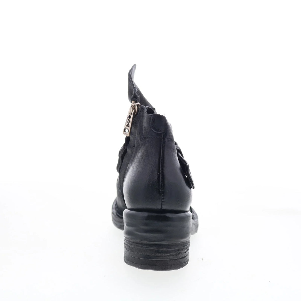 Martina Womens Black Leather Zipper Ankle & Booties Boots