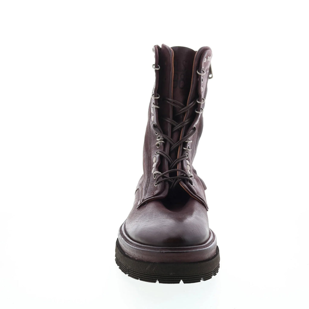 Hubie A59210-201 Womens Burgundy Leather Lace Up Casual Dress Boots