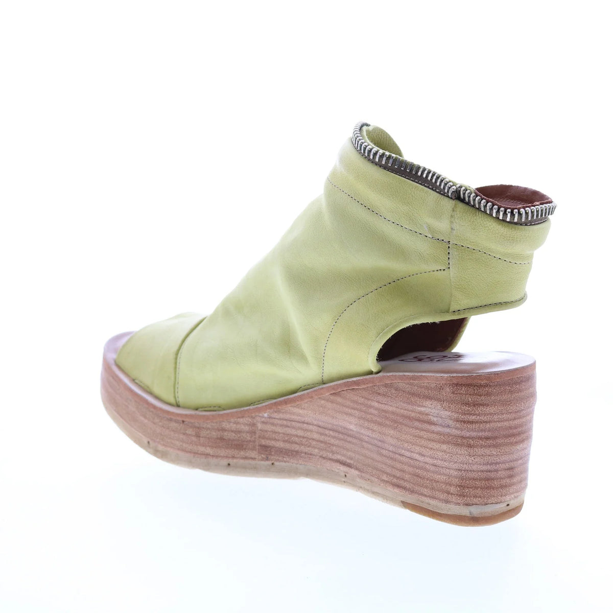Naylor 528052-501 Womens Green Leather Zipper Sandals Wedges Shoes