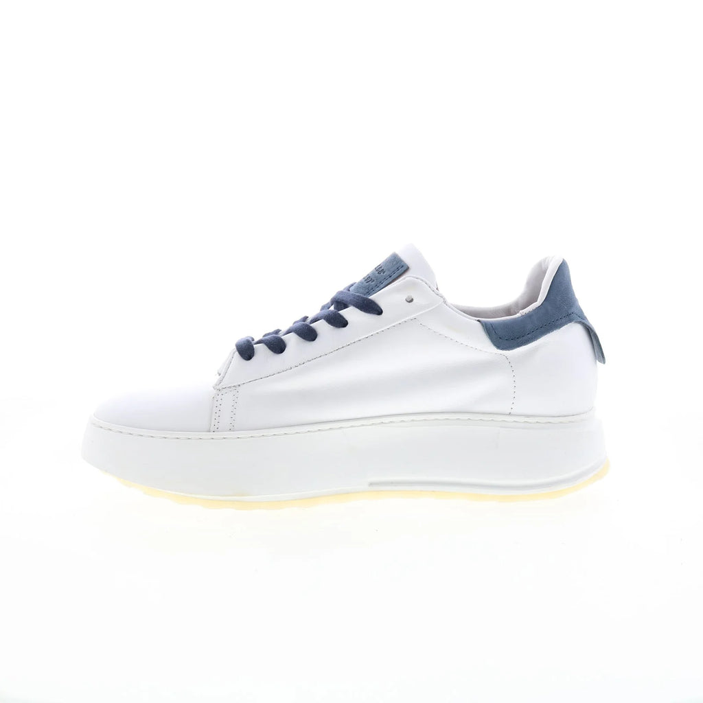 Hannie Womens White Leather Lace Up Lifestyle Sneakers Shoes