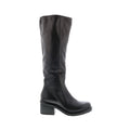 Lynton A95305-201 Womens Black Leather Zipper Knee High Boots