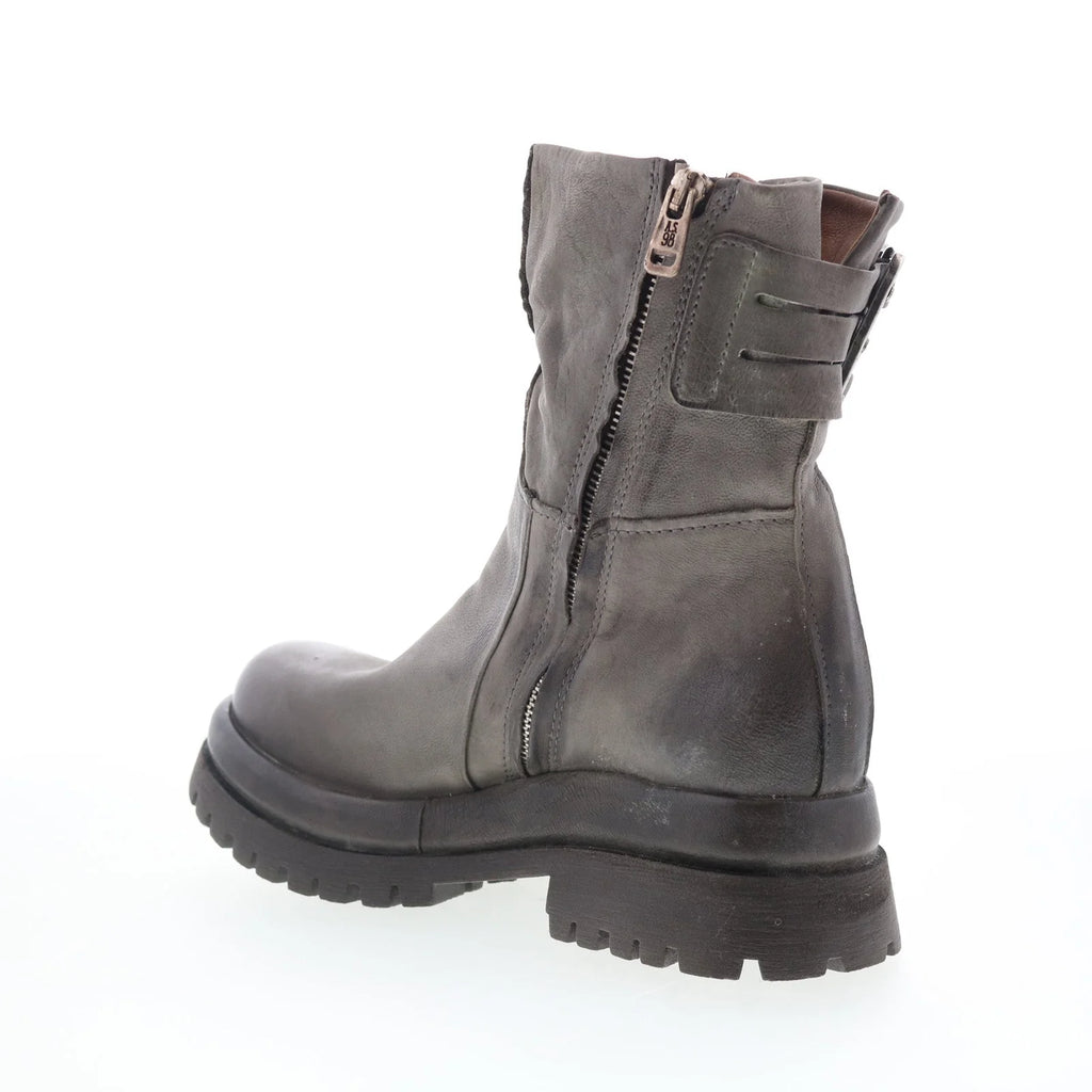 Doran Womens Gray Leather Zipper Casual Dress Boots
