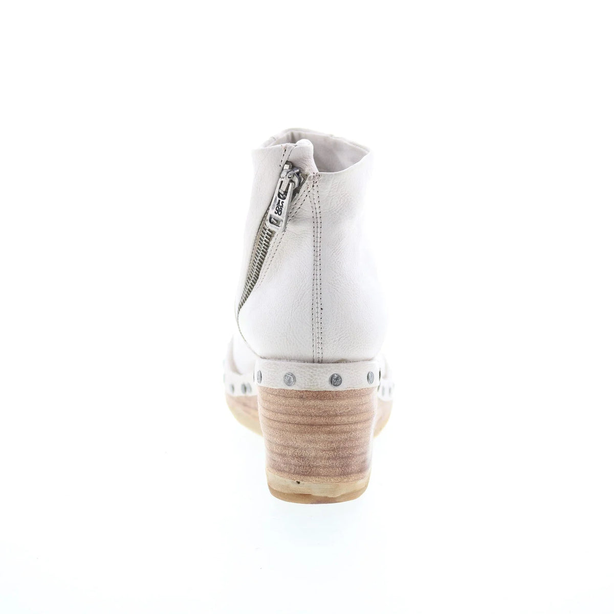 Savina Womens White Leather Zipper Ankle & Booties Boots