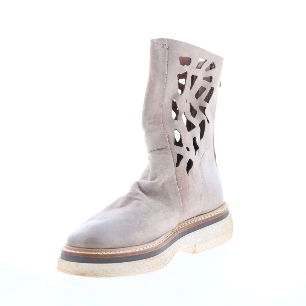 Idelco Womens Beige Leather Zipper Casual Dress Boots