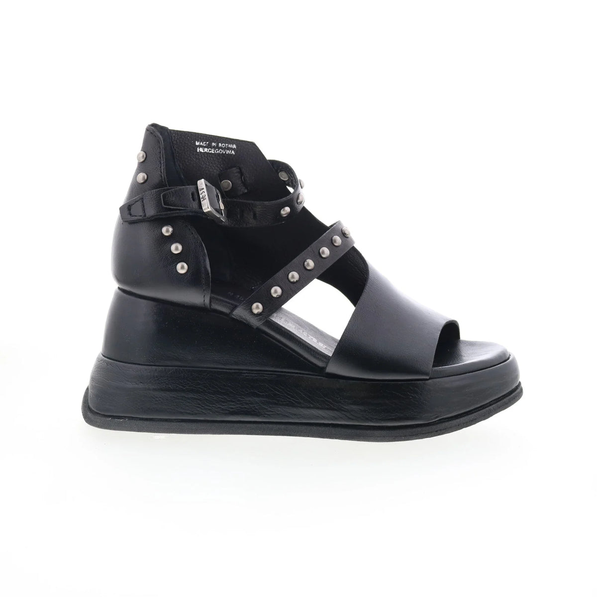 Raza B27006-201-6002 Womens Black Leather Heeled Sandals Shoes