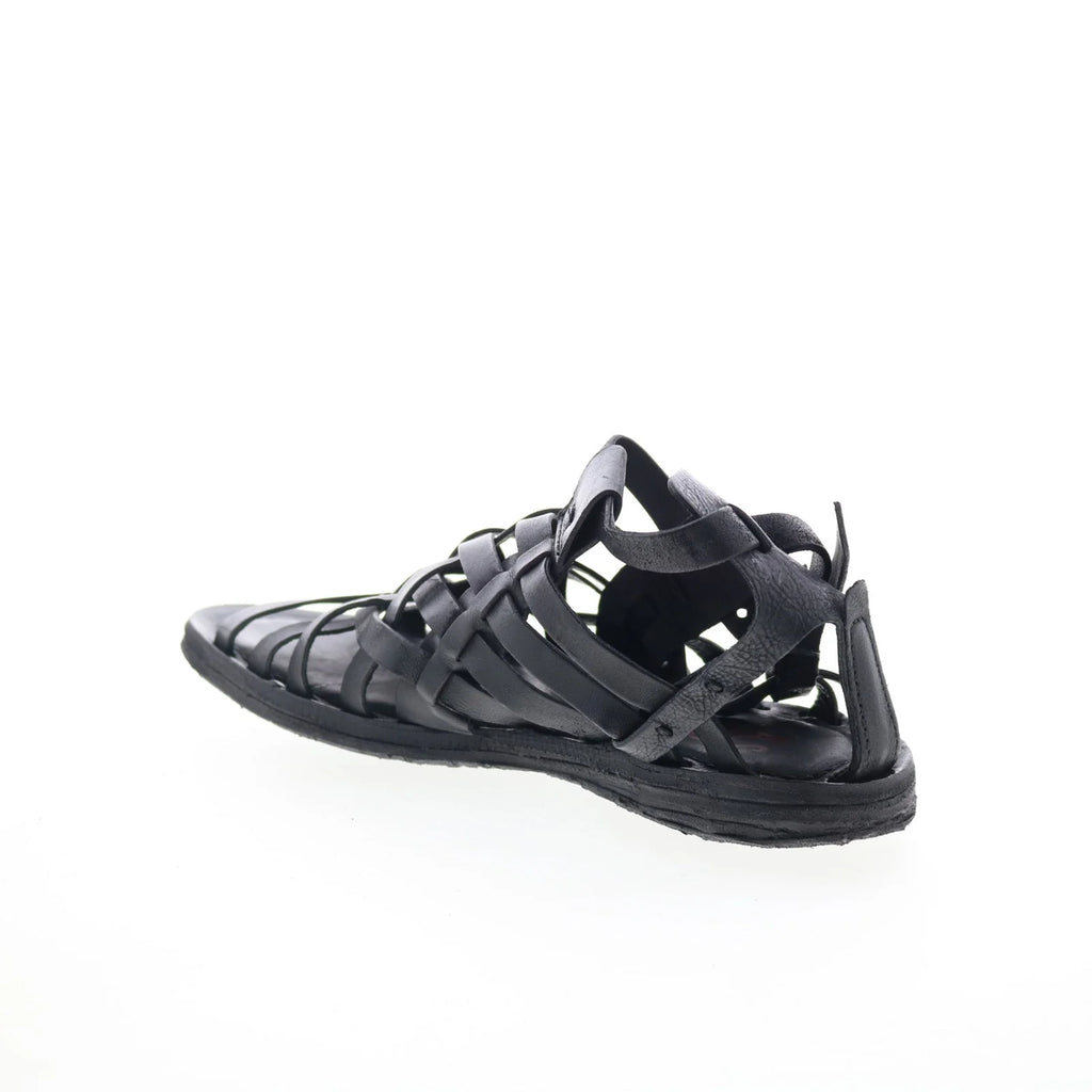 Ralston Womens Black Leather Hook & Loop Strap Sandals Shoes