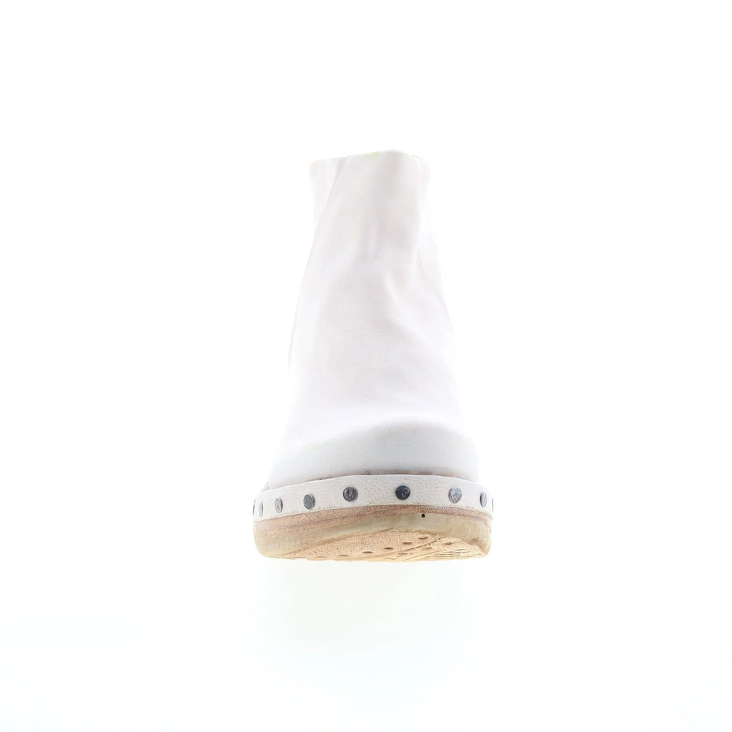 Savina Womens White Leather Zipper Ankle & Booties Boots