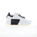 Hannie Womens White Leather Lace Up Lifestyle Sneakers Shoes