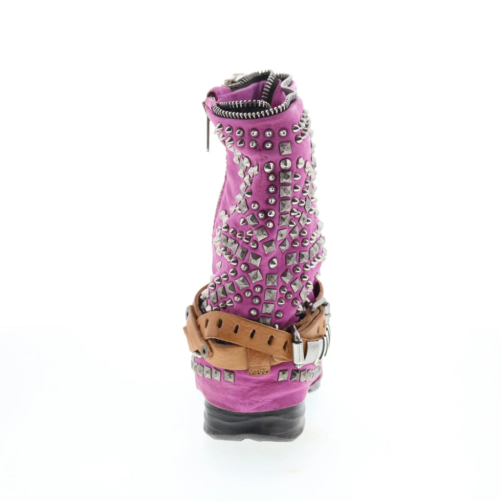 Sid Womens Purple Leather Zipper Casual Dress Boots