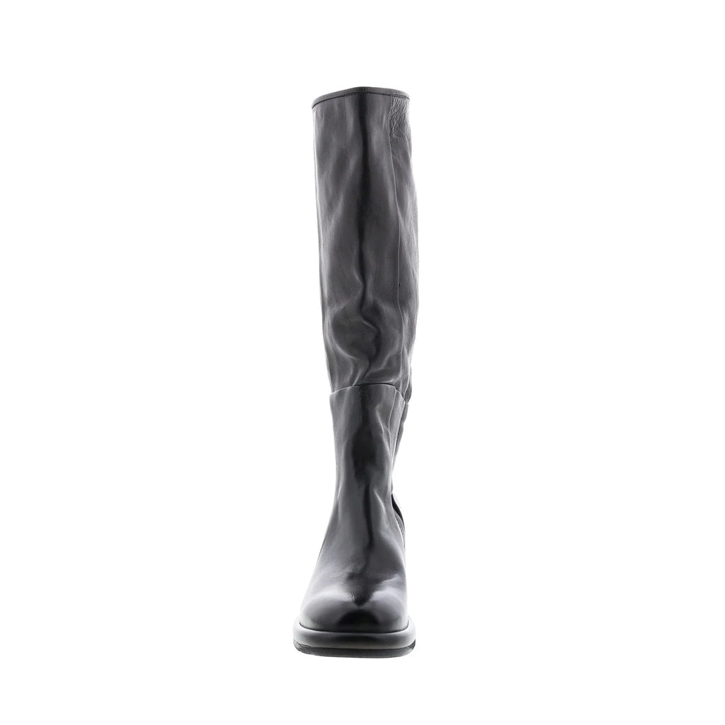 Lynton A95305-101 Womens Black Leather Zipper Knee High Boots