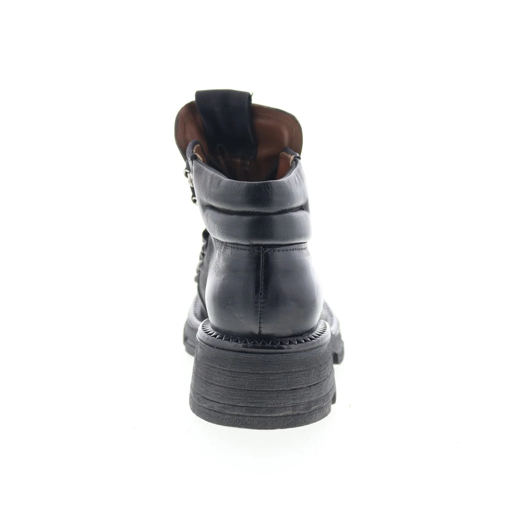 Langan Womens Black Leather Lace Up Ankle & Booties Boots