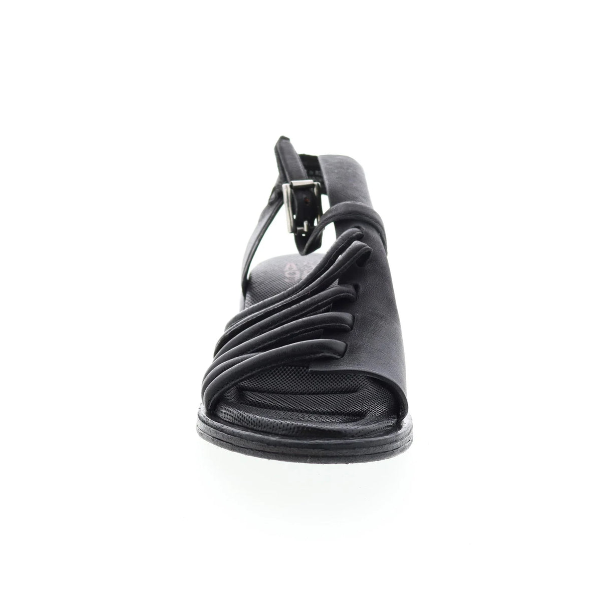 Simmy A70002-101 Womens Black Leather Hook & Loop Strap Heels Shoes