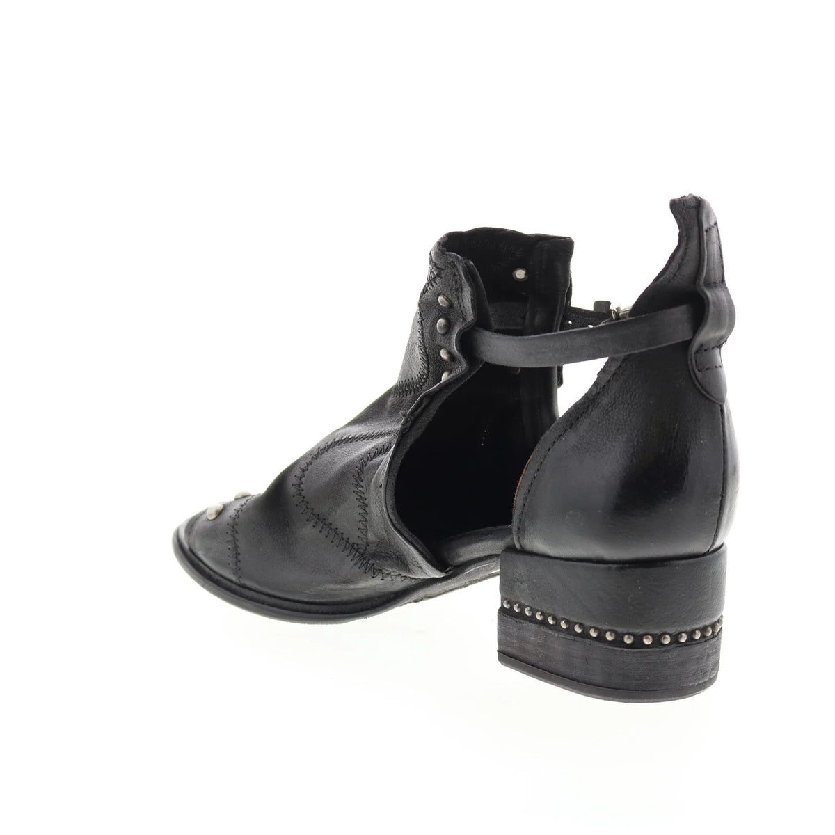 Maudie 672025-101 Womens Black Leather Heeled Sandals Shoes