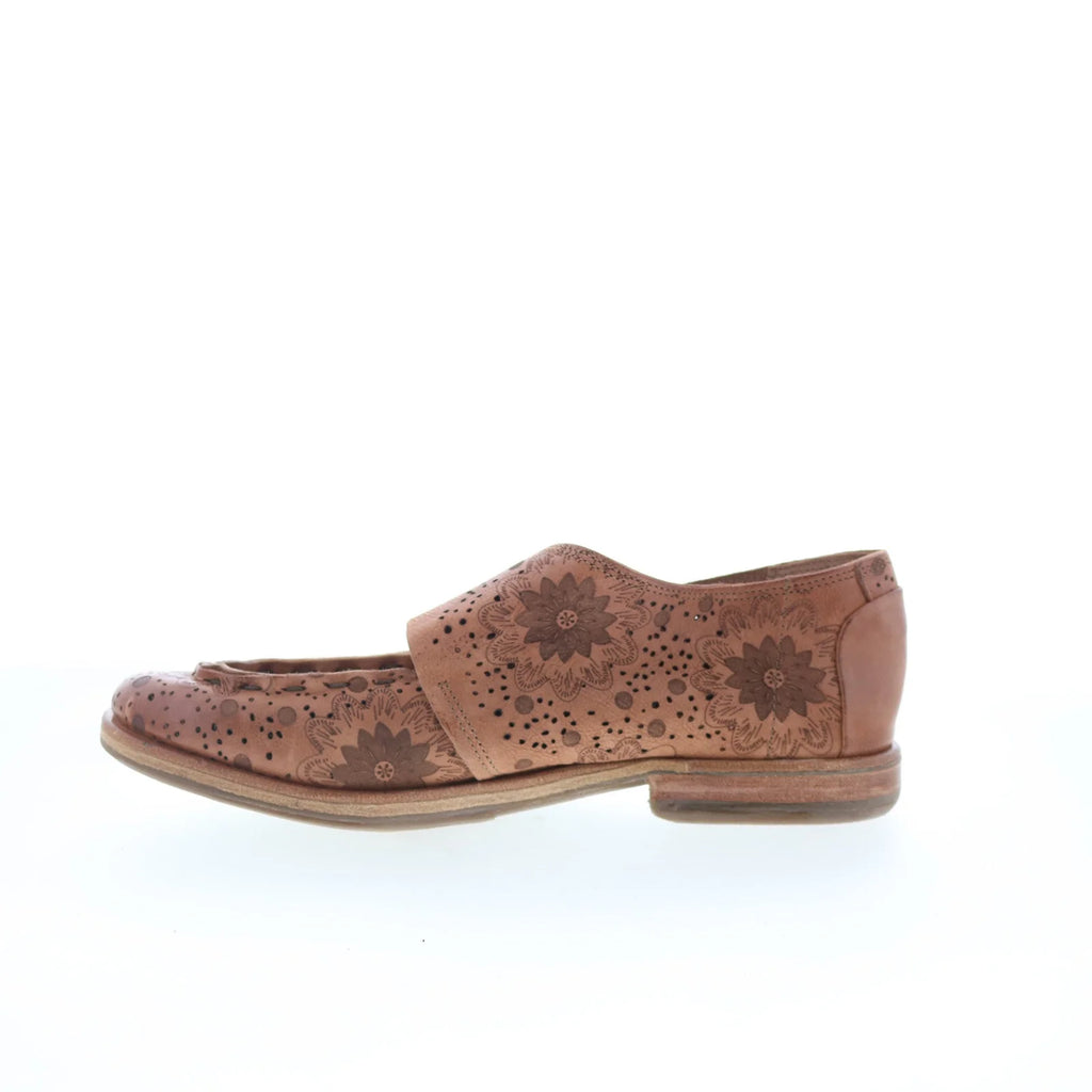 Zeno Floral Womens Brown Leather Loafers & Slip Ons Casual Shoes